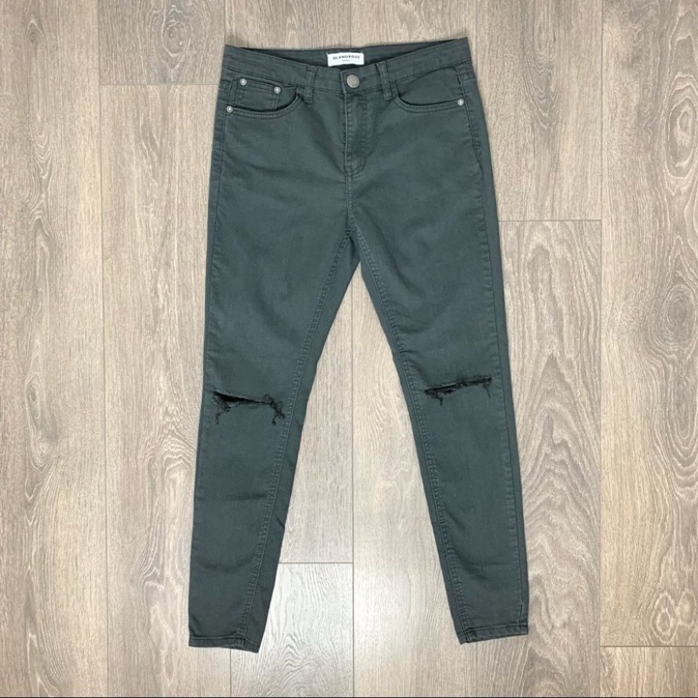 Asos Glamorous Women’s Jeans skinny straight leg grey whimsigoth grunge punk emo